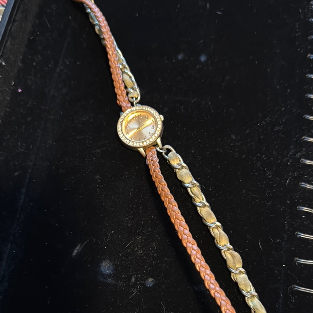 Elegant Gold and Brown Braided Bracelet